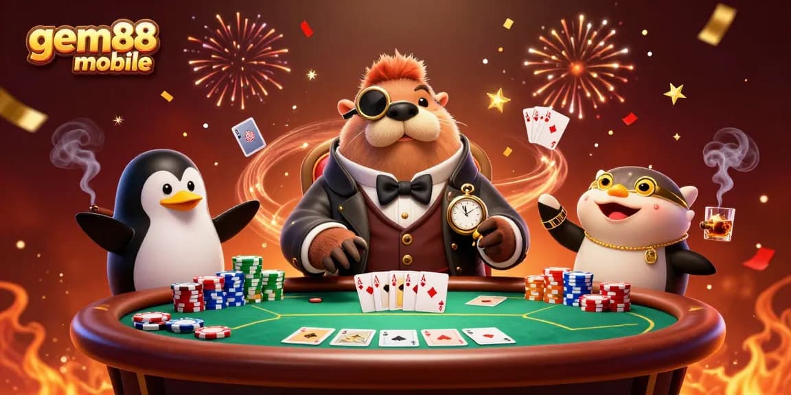 Play poker with the gem88 mobile walrus at an underwater casino showdown!