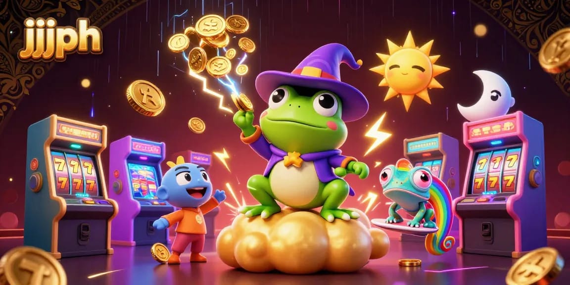 jjjph nag-aanyaya sa mga manlalaro na sumugal sa isang masiglang 3D na casino na may makulay na elemento at mga simbolo ng suwerte.