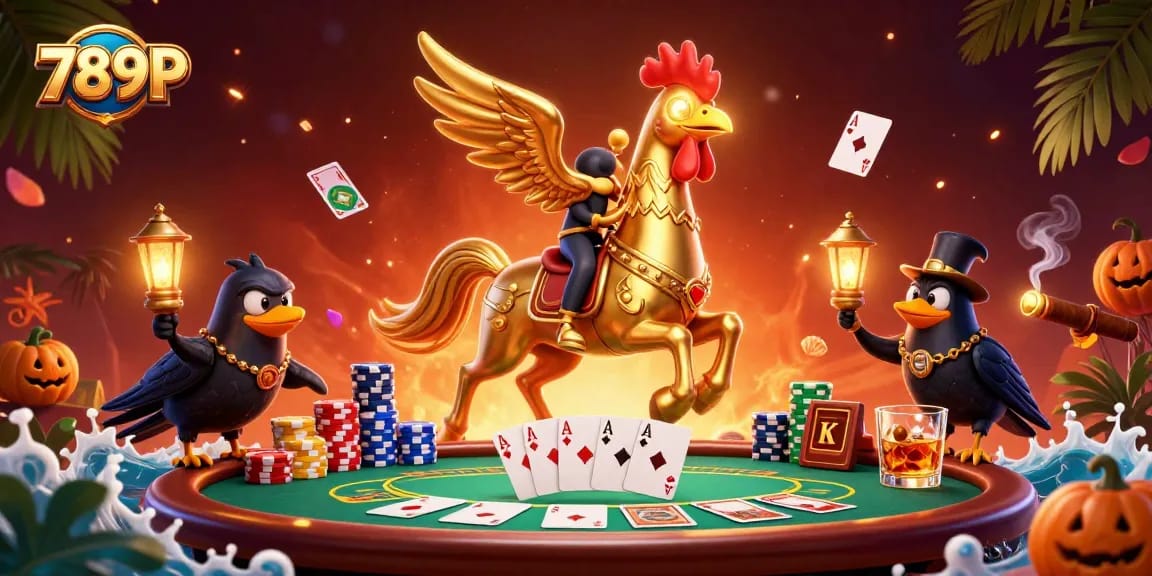 Experience the thrilling action of 789P with a golden rooster in a casino scene.