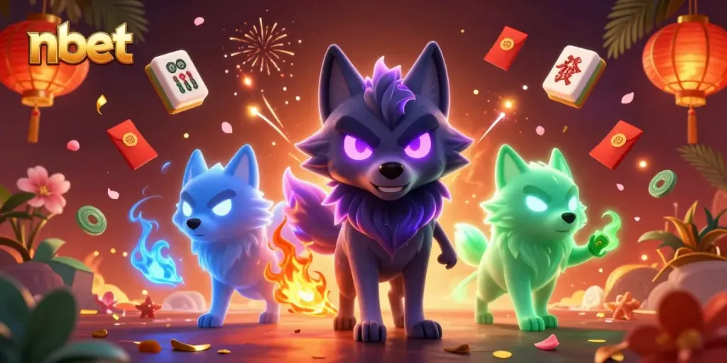 Experience thrilling gameplay with nbet, featuring mystical wolf companions and vibrant casino elements.