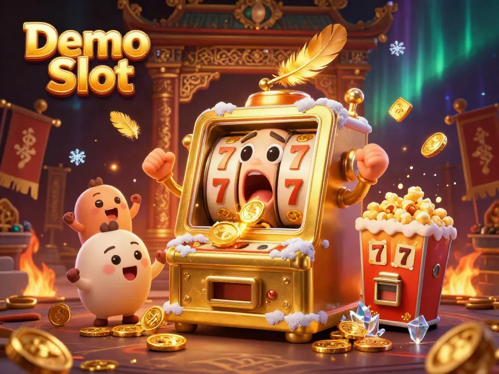 Spin the Demo Slot to hit jackpots amidst cheering slot machines and golden coins flying!