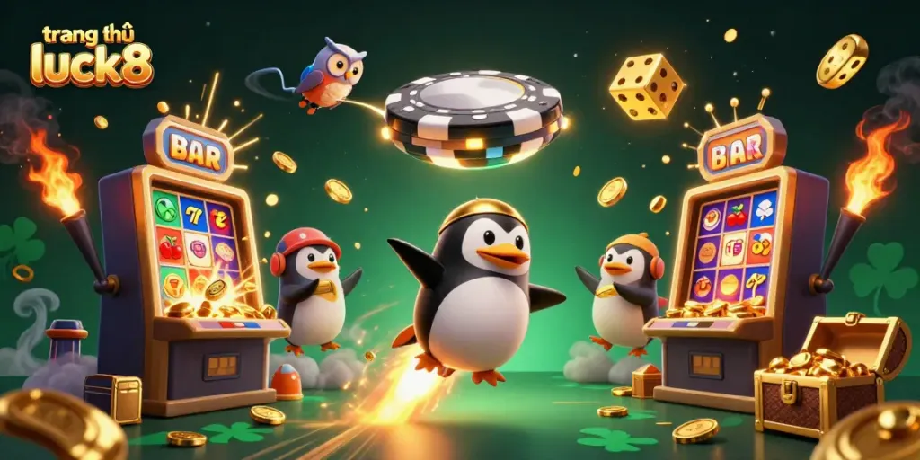 Experience the excitement at trang chủ luck8, where the golden penguin heads to a dazzling casino space station.