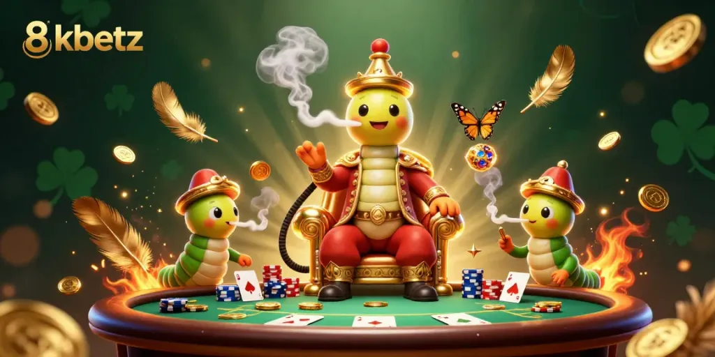 Experience the thrilling action of 8xbetz with a vibrant casino scene featuring unique characters and rich gaming elements.