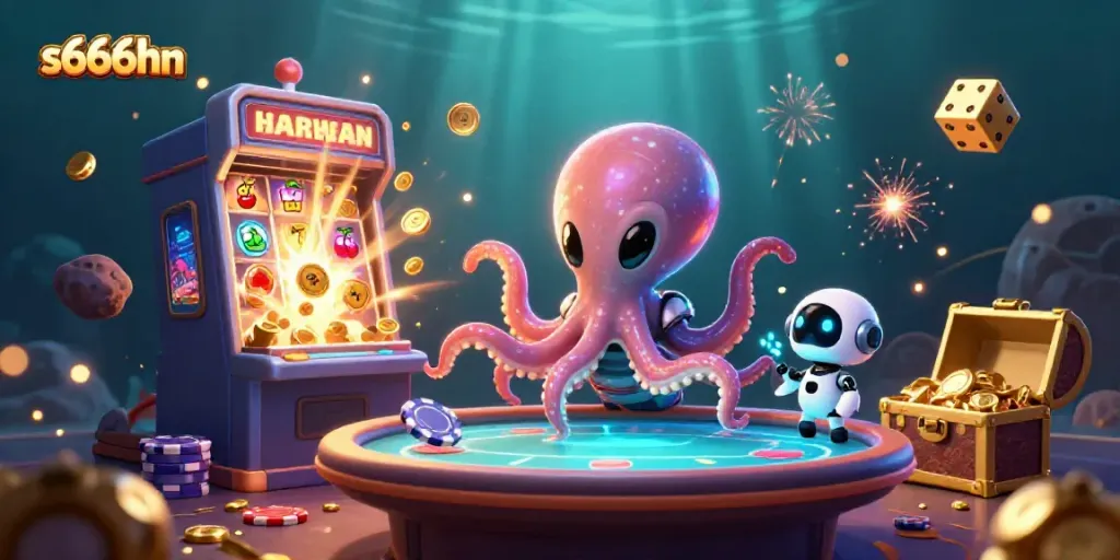 Experience thrilling gameplay with s666hn in this lively alien octopus casino scene.