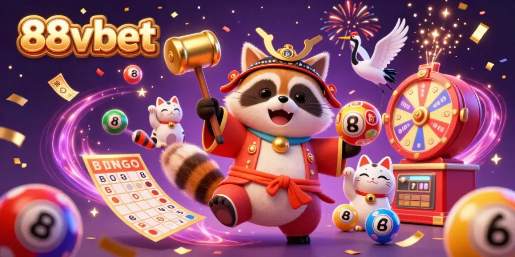 Join the fun at 88vbet with a vibrant 3D illustration of cheerful tanuki and fortune cats.