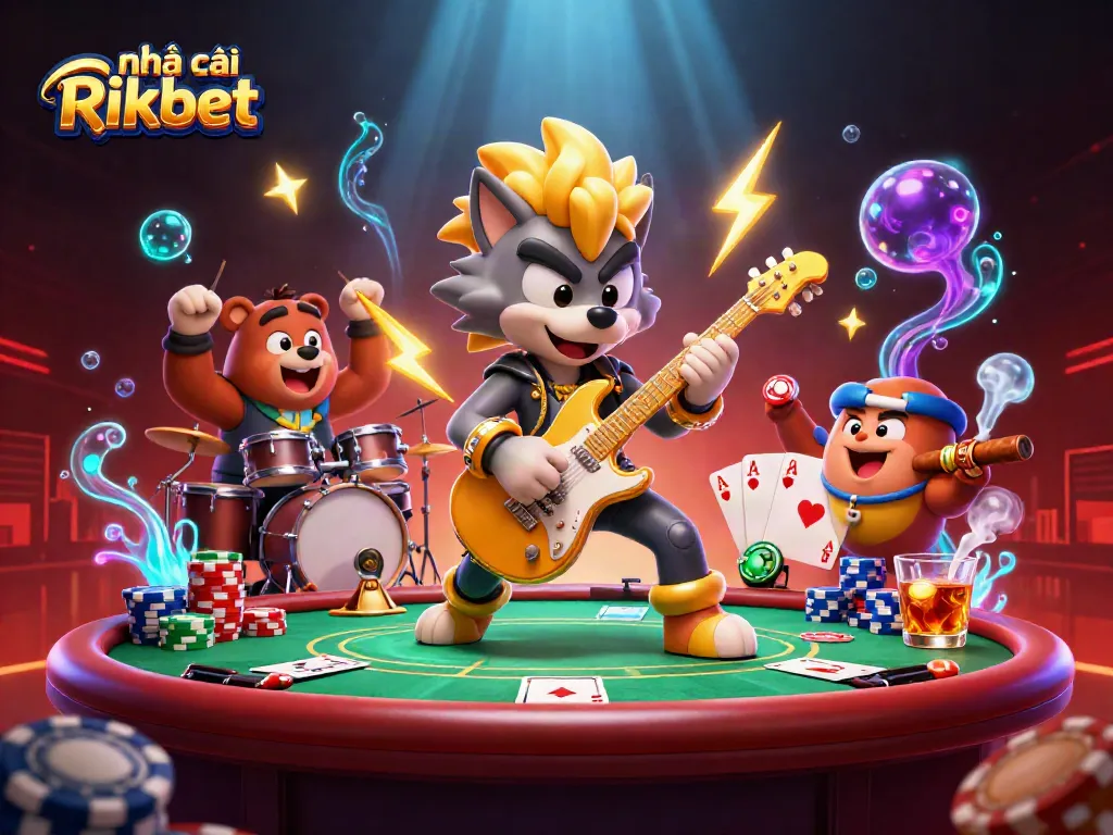 Nhà cái Rikbet engages players with a vibrant casino scene featuring dynamic characters and rich game elements.