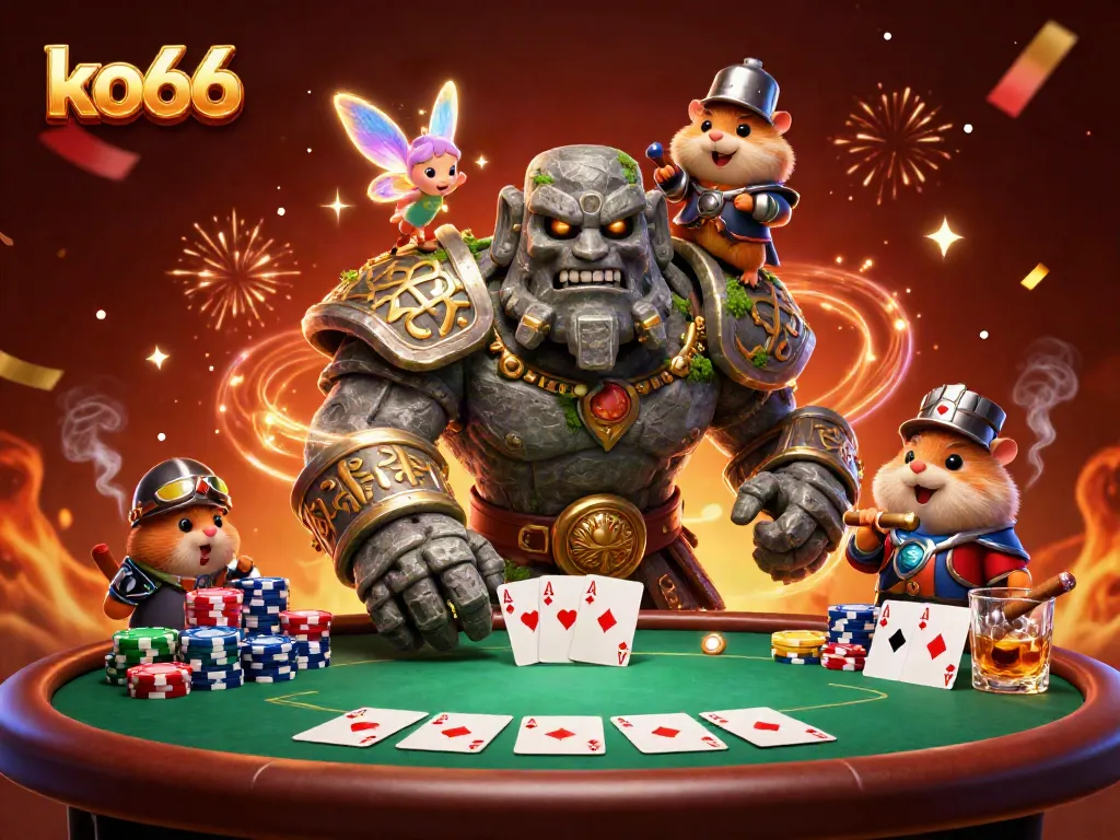 Engage in thrilling poker action on ko66 with an exciting 3D scene featuring vibrant characters.