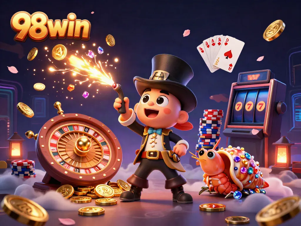 Experience the thrill of 98win with a vibrant underwater casino atmosphere featuring treasure and excitement.