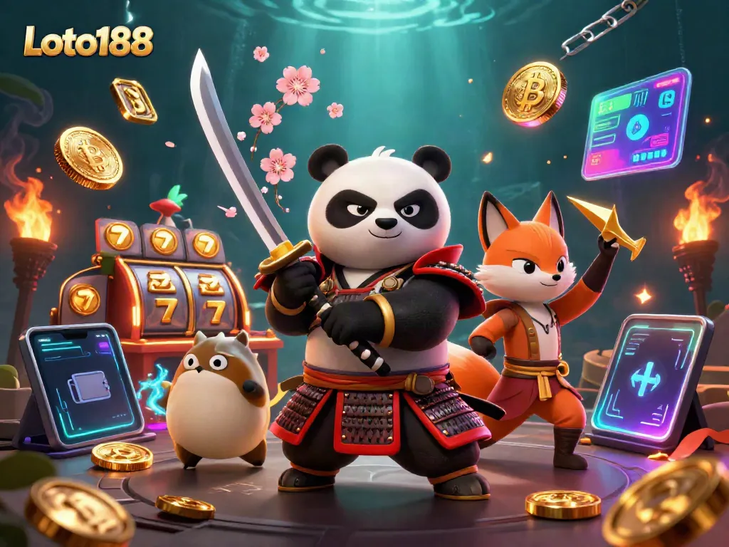 Experience the thrill of Loto188 with 3D characters in an exciting casino setting filled with vibrant game elements.