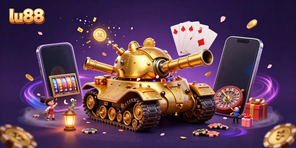Experience thrilling wins with lu88's casino adventures from a golden beetle tank featuring vibrant slot games.