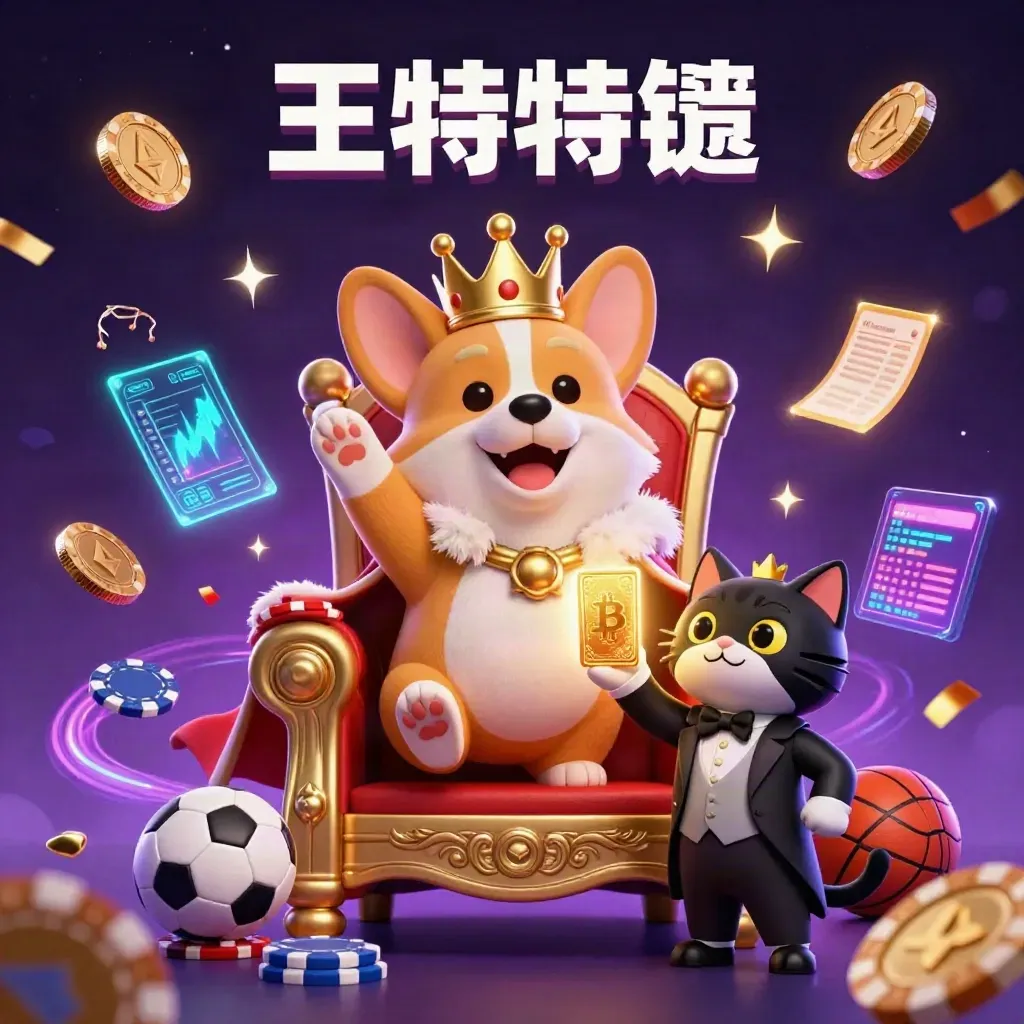 Royal corgi and cat butler amid neon casino magic, coins, lightning, confetti, and fireworks.