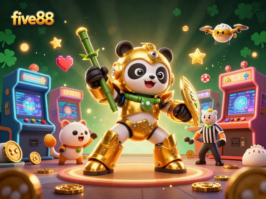 Experience exciting gaming action at five88, featuring thrilling casino elements and vibrant characters.