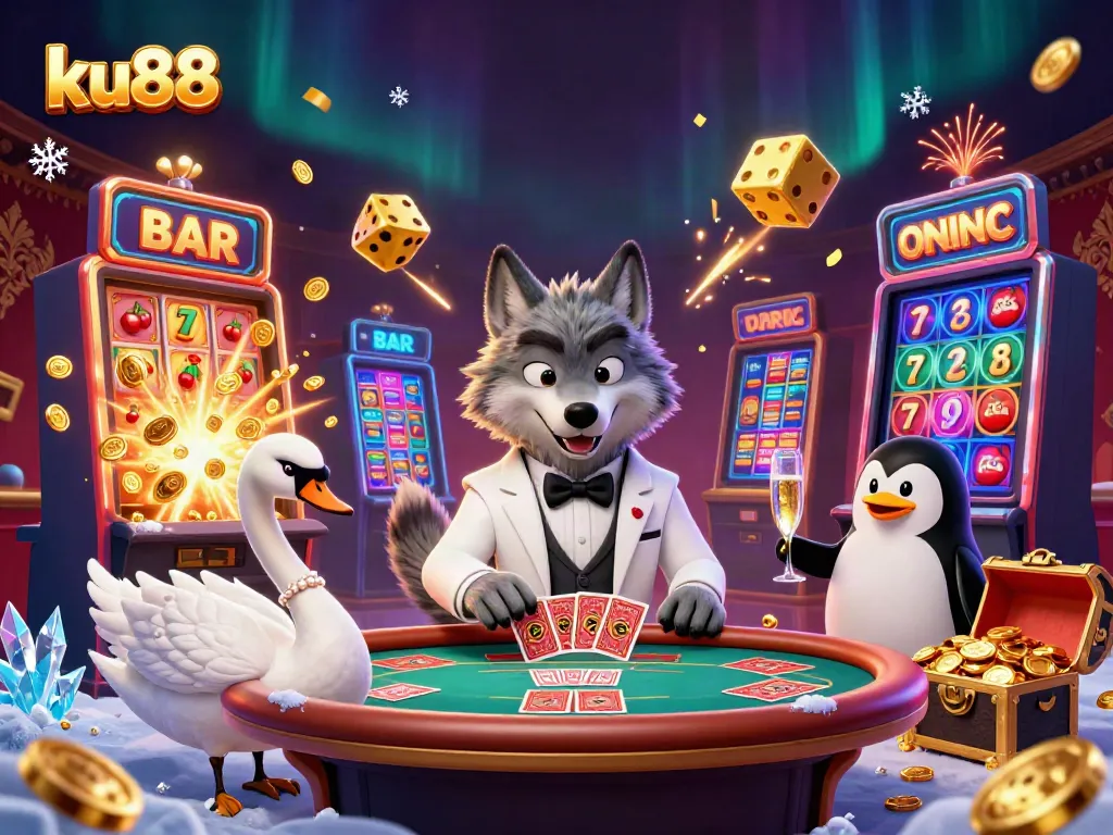 Engage with exciting baccarat and gaming action at ku88, featuring vibrant characters and casino elements.