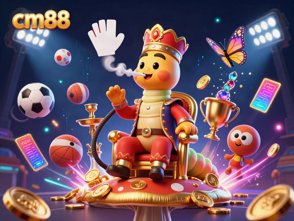 Experience the excitement of cm88 with a vibrant fantasy scene featuring a hookah-master and dynamic sports elements.